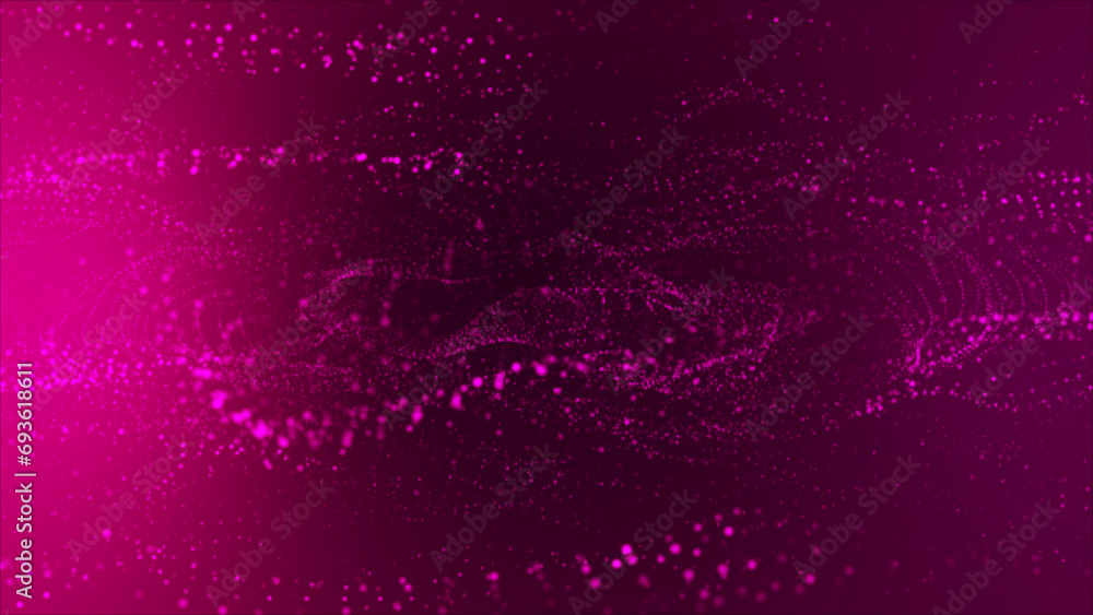 Poster abstract purple color particle and dots flow in the purple background. 4k animated video