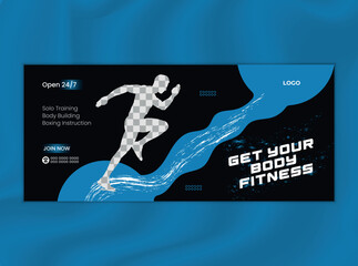 Gym and Body Fitness Facebook Cover Design Template
