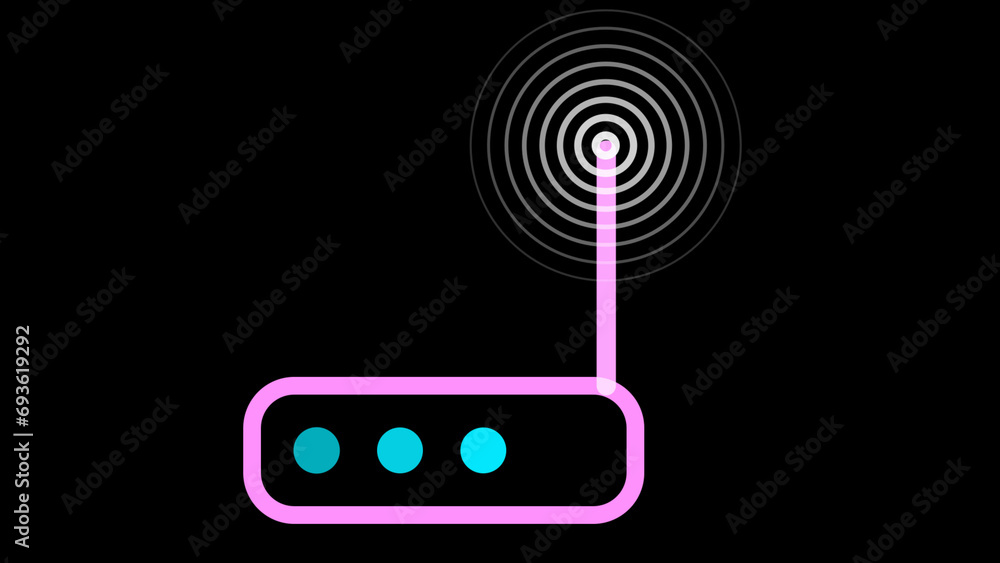 Poster simple wireless line icon. blue color radio wave with router isolated on white background. radio sta