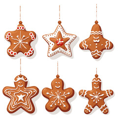 hanging gingerbread cookies decoration isolated