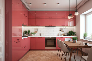 modern kitchen interior with kitchen furniture