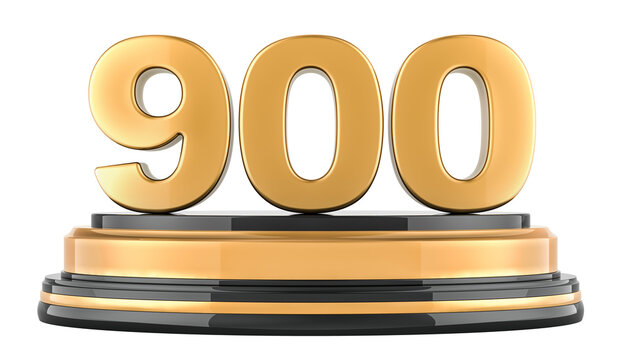 Golden 900, podium award. 3D rendering isolated on transparent background