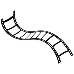 vector film strip. Black filled vector illustration. Film frame photo strip high-resolution blank filter. 3d flim roll