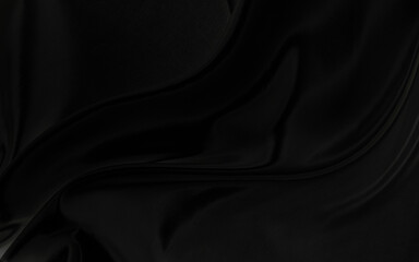 Fototapeta premium Black gray satin dark fabric texture luxurious shiny that is abstract silk cloth background with patterns soft waves blur beautiful.
