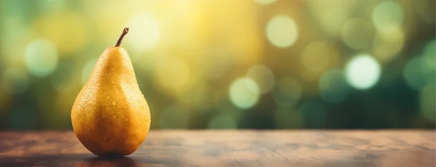 Foto op Aluminium yellow pear on wood background, created with AI © anaelenaz