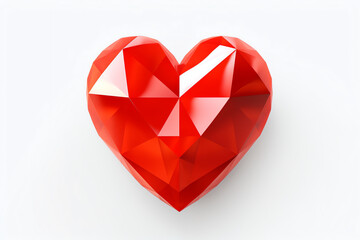 Radiant red heart on a pristine white canvas, a symbol of love and warmth.