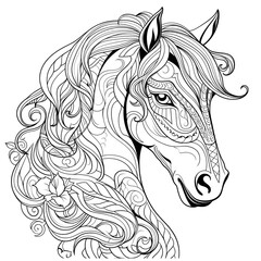 Majestic Horse Mandala Coloring Page