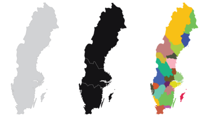 Sweden map. Map of Sweden in set