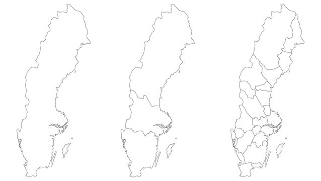 Sweden map. Map of Sweden in set