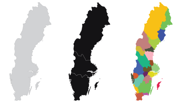 Sweden map. Map of Sweden in set