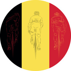 Cyclist on the background of the Belgium flag vector