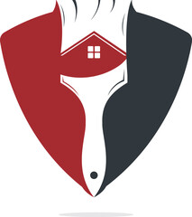 Home restoration vector logo design. Property maintenance and house renovation icon vector. Home paint brush icon.