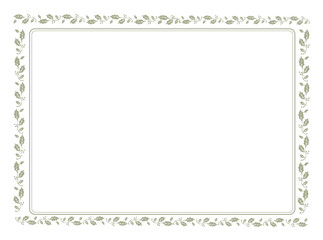 Floral frame on white background with space for your text, border frame label simple line corner design art decor, frame with leaves, Elegant frame element for design 