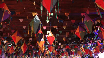 Festivities and colorful decorations for traditional junina south american party