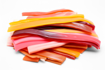 A stack of rubber  in multiple colors isolated on transparent background