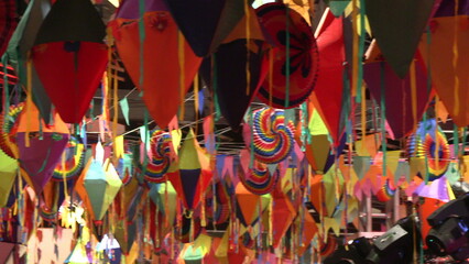 Party decorations, balloons colorful festival carnaval celebration. Festa Junina
