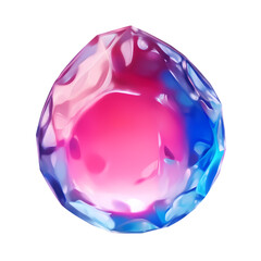 Pink and blue epoxy gemstones isolated on transparent background