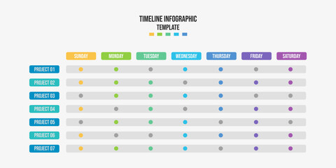 Infographic template for business. 7 Steps Modern Project Table comparison diagram, presentation vector infographic.