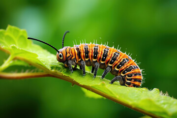 caterpillar on a leaf. Generative Ai