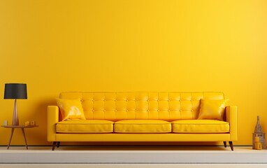 Contemporary Yellow Wall Sectional Couch