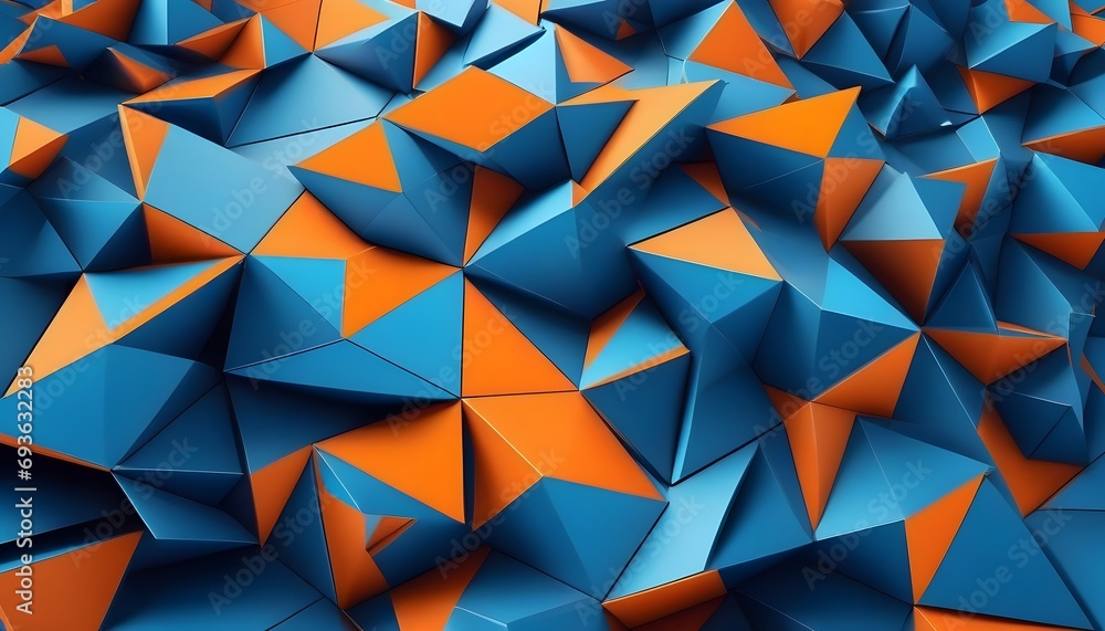 Poster abstract blue orange geometric futuristic technology texture with triangular 3d triangles shapes pat