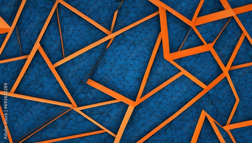 Poster abstract blue orange geometric futuristic technology texture with triangular 3d triangles shapes pat