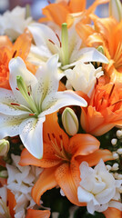 flowers for funeral, in the style of white and amber