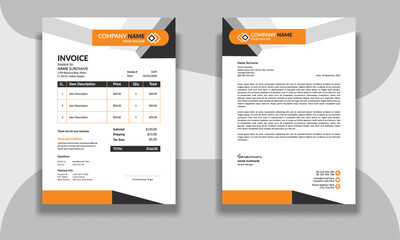 Corporate modern professional clean business invoice and letterhead design template with yellow blue green and red color creative modern letter head design template for your project letterhead.