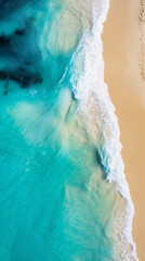 Fototapeta na wymiar blue sea off the beach, in the style of birds-eye-view
