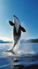 Papier Peint photo Orca orca whales jumping out of the water