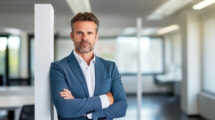 Obraz premium Gorgeous portrait of a businessman in modern office 