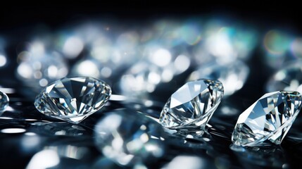 Jewelry diamonds on a blue background - obrazy, fototapety, plakaty