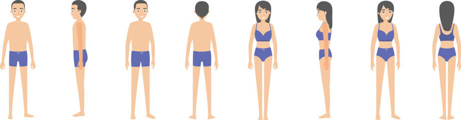 Cartoon character occupation image design team men different identities