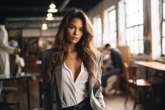 Modeling agencies conducting photo shoots, leaving space for messages on confidence