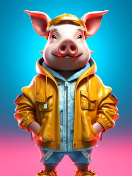 cute pig blander 3d generative ai