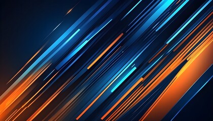 Abstract blue orange geometric speed futuristic technology texture with glowing 3d lines lights shapes pattern wall background banner illustration, backdrop for design web, wallpaper