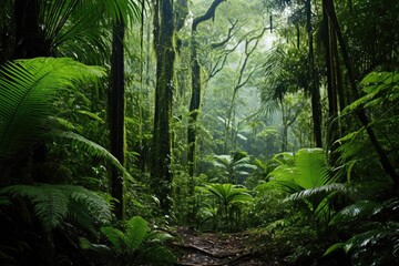 Dense Rainforest With Lush, Green Foliage