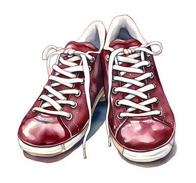 Baseball cleats, watercolor clipart illustration with isolated background.