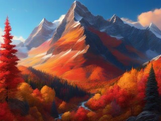sunset over the mountains, autumn in mountains