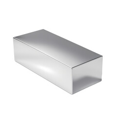 Silver packaging box isolated on transparent background