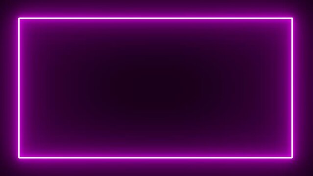 Square shaped of the purple color glowing frame. Shining , blank, neo border sign.