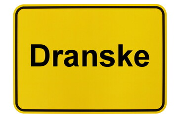 Illustration eines Ortsschildes der Gemeinde Dranske in Mecklenburg-Vorpommern - obrazy, fototapety, plakaty