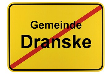 Illustration eines Ortsschildes der Gemeinde Dranske in Mecklenburg-Vorpommern