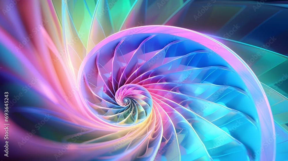 Canvas Prints shining iridescent fractal bright vortex spiral. (generative ai).