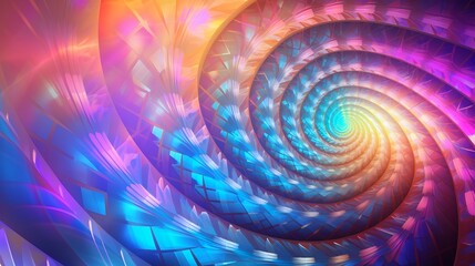 Shining Iridescent Fractal Bright Vortex Spiral.  (Generative AI).