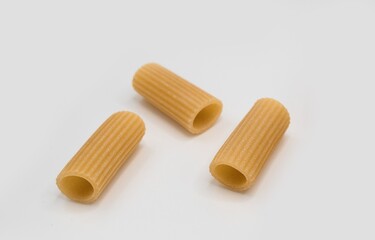 Rigatoni Pasta Close Up on White Background