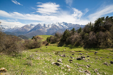 Panoramic view of the Caucasus mountains