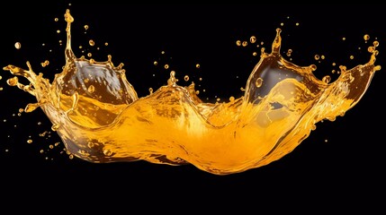 Fizzy drink splash isolated on transparent background, rotating splash wave with water drops, shiny...