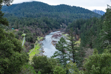 Fototapeta na wymiar The South Fork Trinity River panoramic view in California