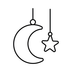 Moon and stars vector icon on background. Flat Moon Icon. Night symbol. Vector illustration. EPS10.